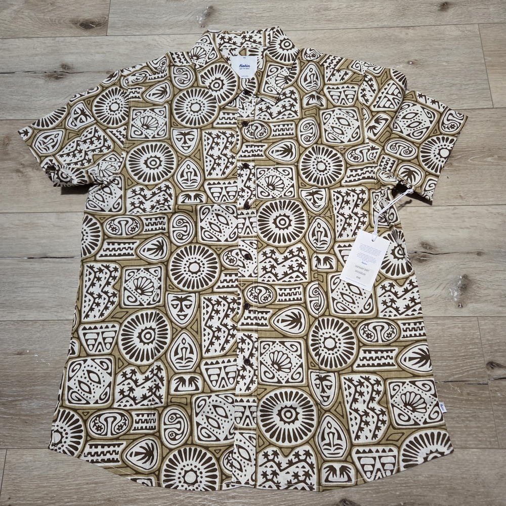 Katin Men's Casual Shirt in Brown and White